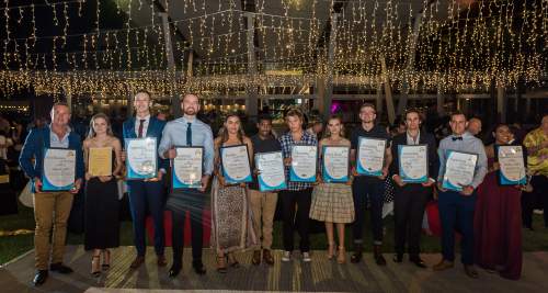 Awardees standing in line